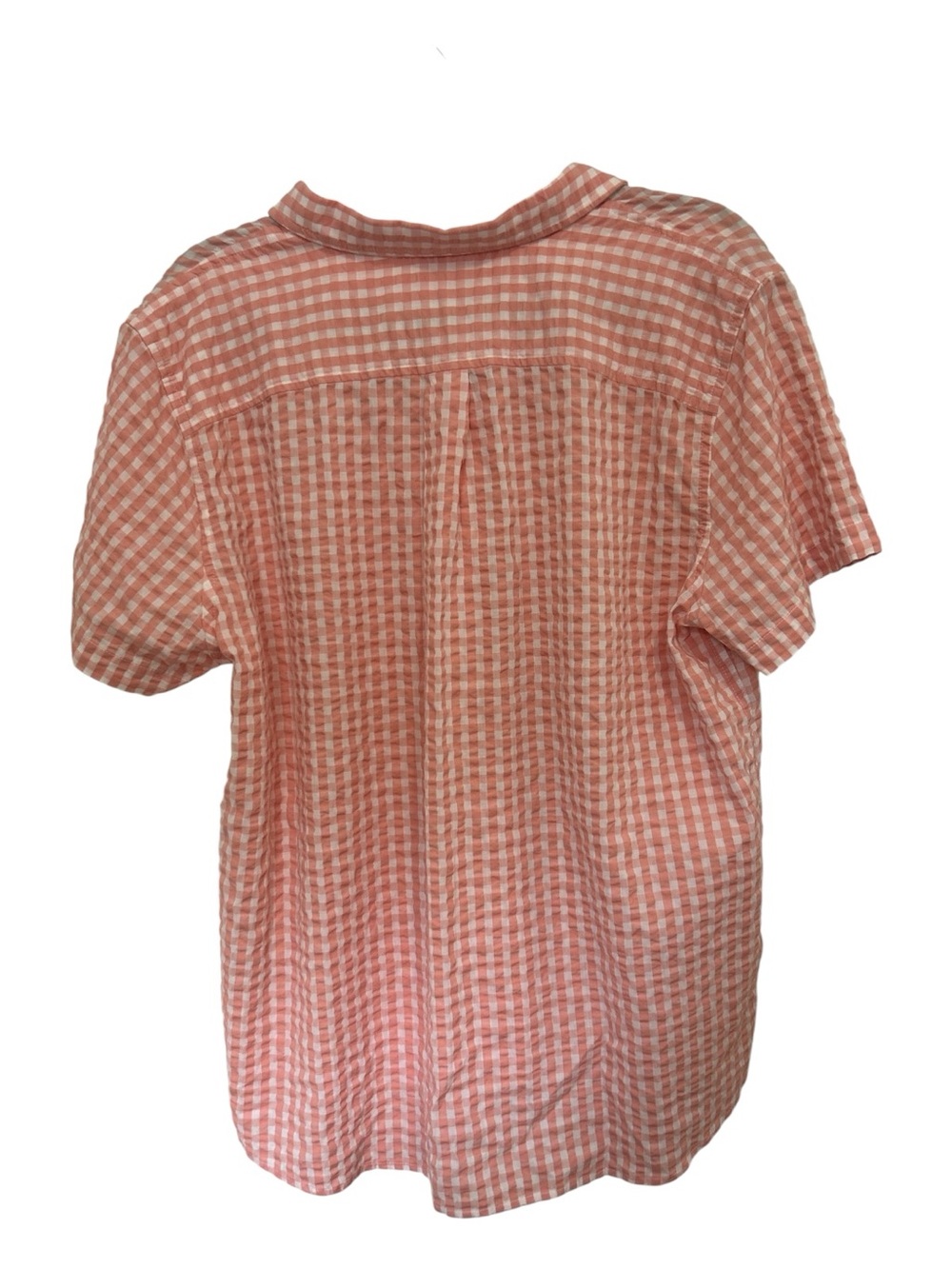 L.L. Bean Pink and White Gingham Short-Sleeve Button-Up Shirt - Picture 2 of 3